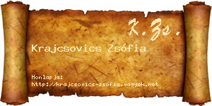 Krajcsovics Zsófia névjegykártya